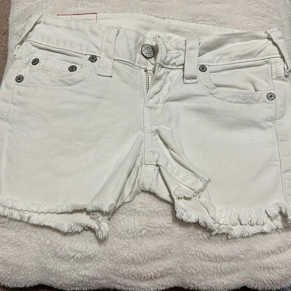 True Religion White Denim Jean Shorts